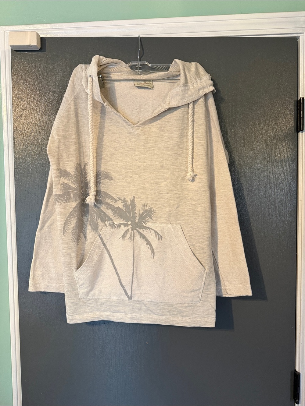 Light Beige Palm Tree Hoodie Sweater